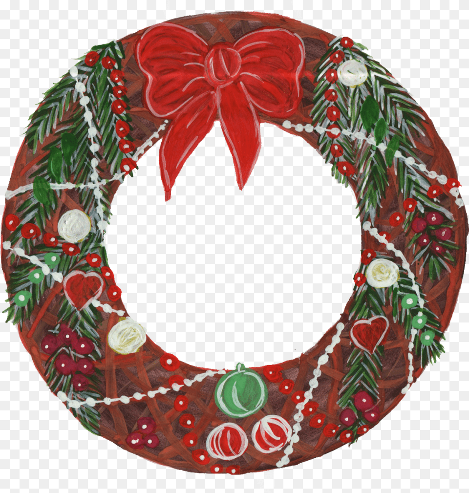 Christmas Wreath Transparent, Birthday Cake, Cake, Cream, Dessert Free Png