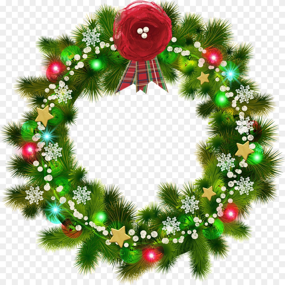 Christmas Wreath Transparent Background Transparent Background Christmas Garland Clipart, Plant, Flower, Rose Free Png Download