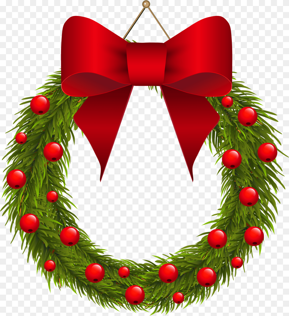 Christmas Wreath With Bow Clipart Free Png Download