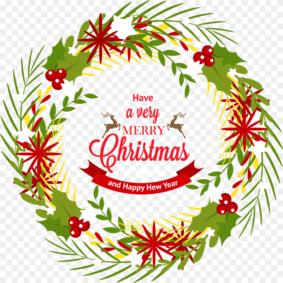 Christmas Wreath With Mistletoe Merry Christmas Wreath Free Transparent Png