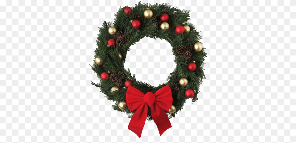 Christmas Wreath With Red Bow Christmas Wreaths, Plant Free Png Download