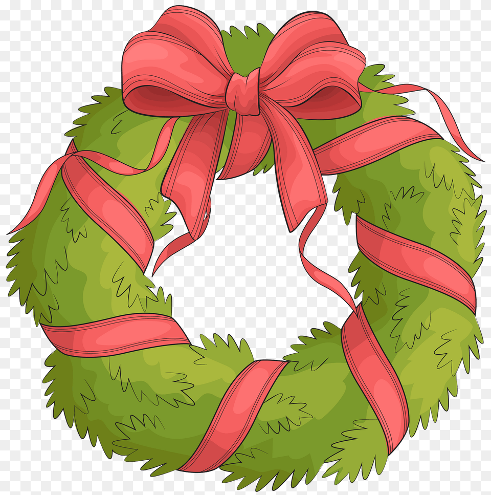Christmas Wreath With Red Bow Clipart Free Transparent Png