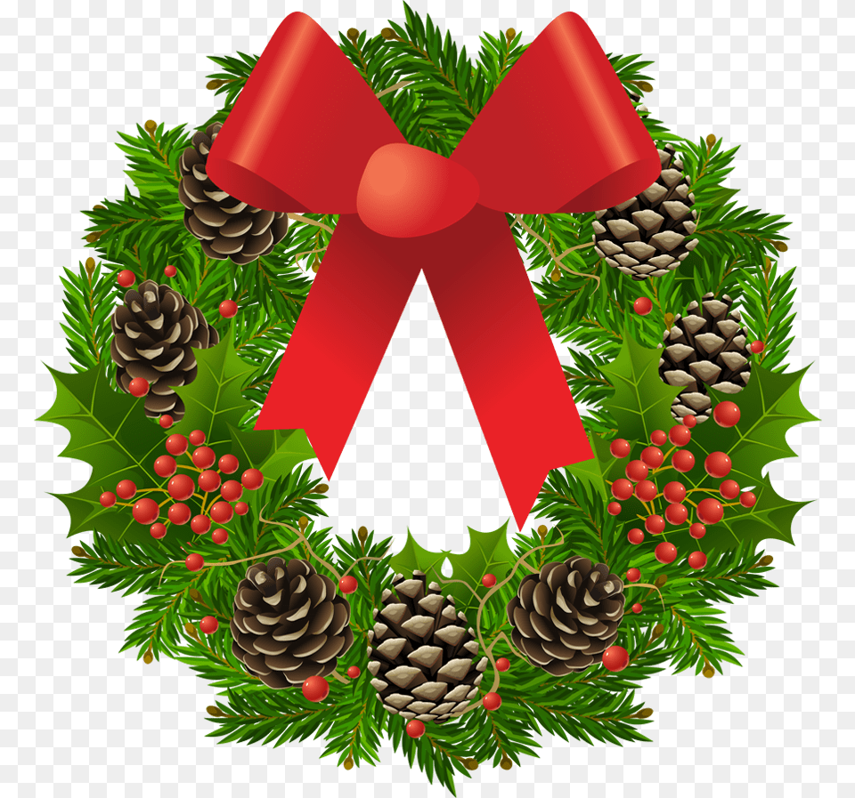 Christmas Wreath With Ribbon, Conifer, Plant, Tree, Green Png Image