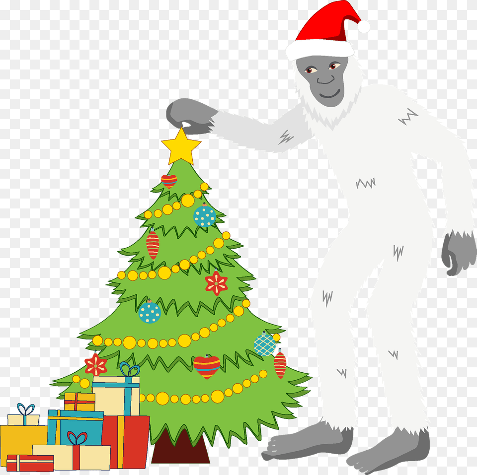 Christmas Yeti Clipart, Person, Christmas Decorations, Festival, Christmas Tree Free Png Download