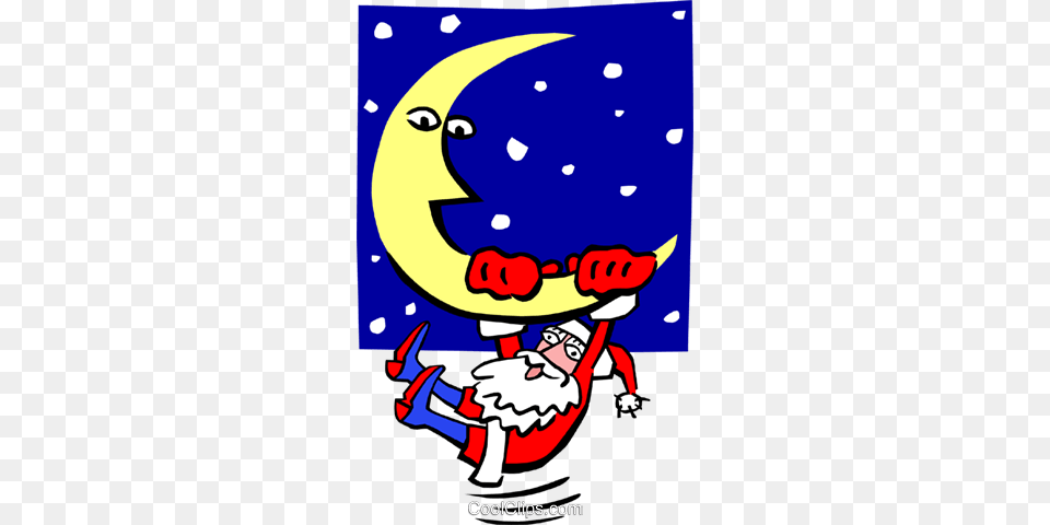 Christmassanta Holding On To Moon Royalty Vector Clip Art, Baby, Person Free Png