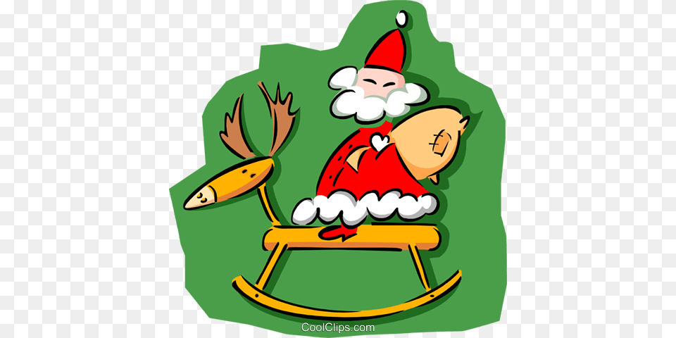 Christmassanta On Rocking Horse Royalty Vector Clip Art, Furniture, Elf, Face, Head Png