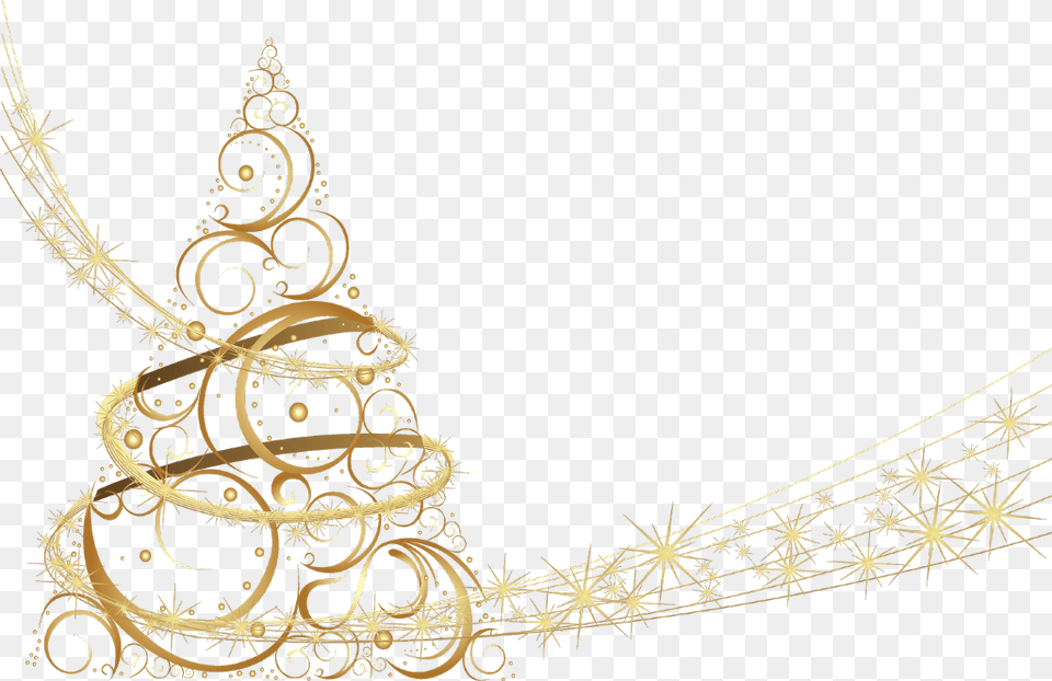 Christmastree Star Stars Gold Sparkle Spiral Christmas Tree, Accessories, Pattern, Fractal, Ornament Png Image