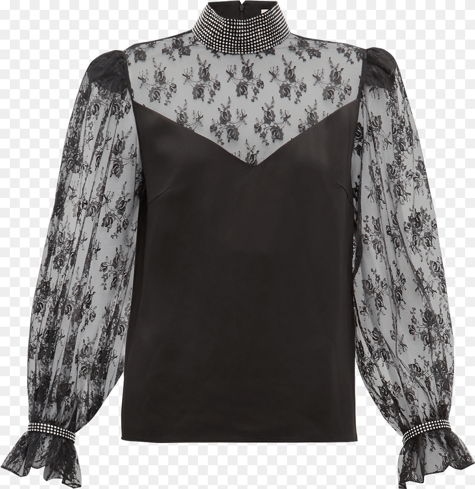 Christopher Kane Crystal Embellished Lace Blouse, Clothing, Long Sleeve, Sleeve, Shirt Free Transparent Png