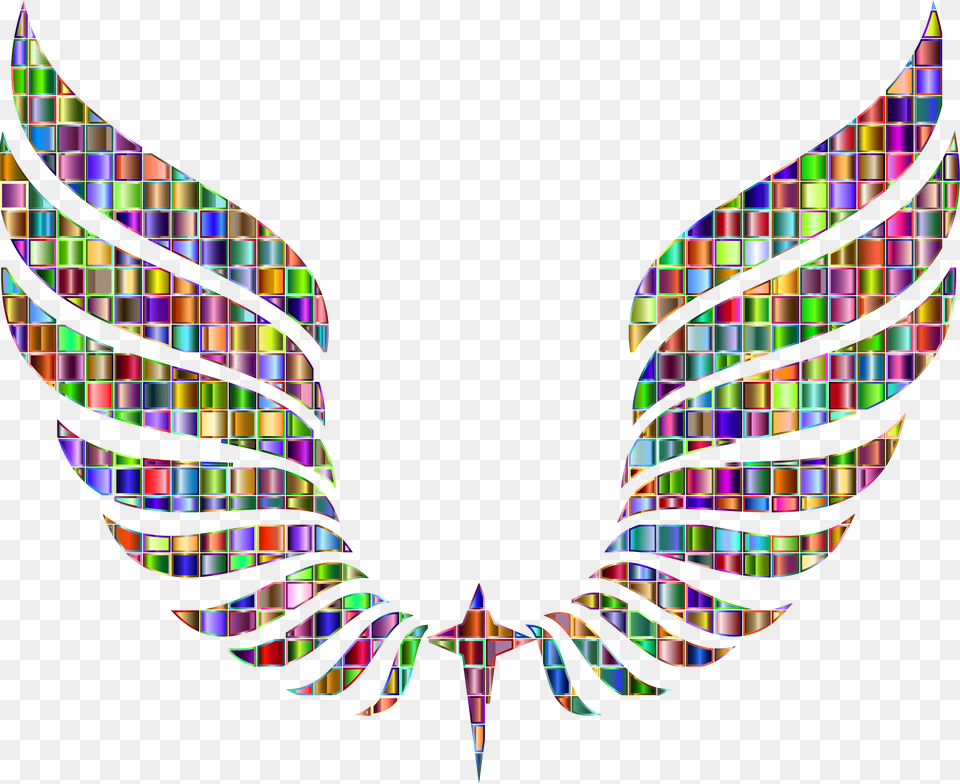 Chromatic Mosaic Abstract Wings Icons, Art, Graphics, Collage, Pattern Free Png Download