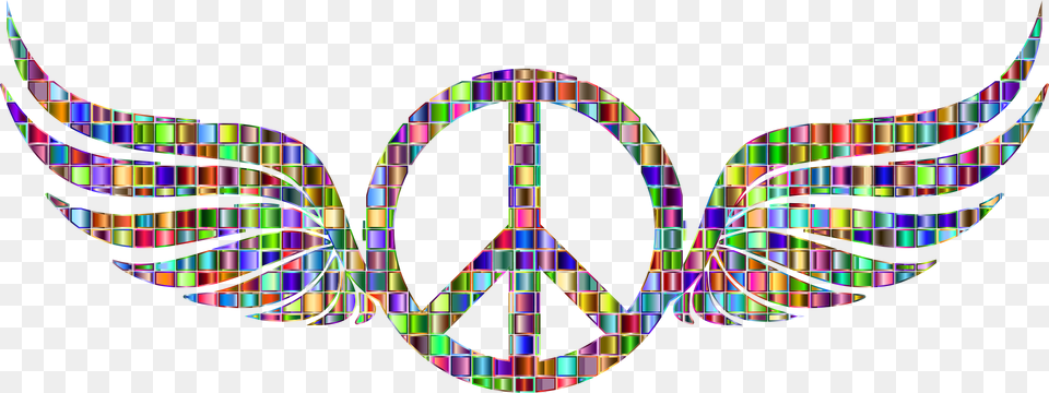 Chromatic Mosaic Peace Sign Wings Icons, Art, Graphics Png Image