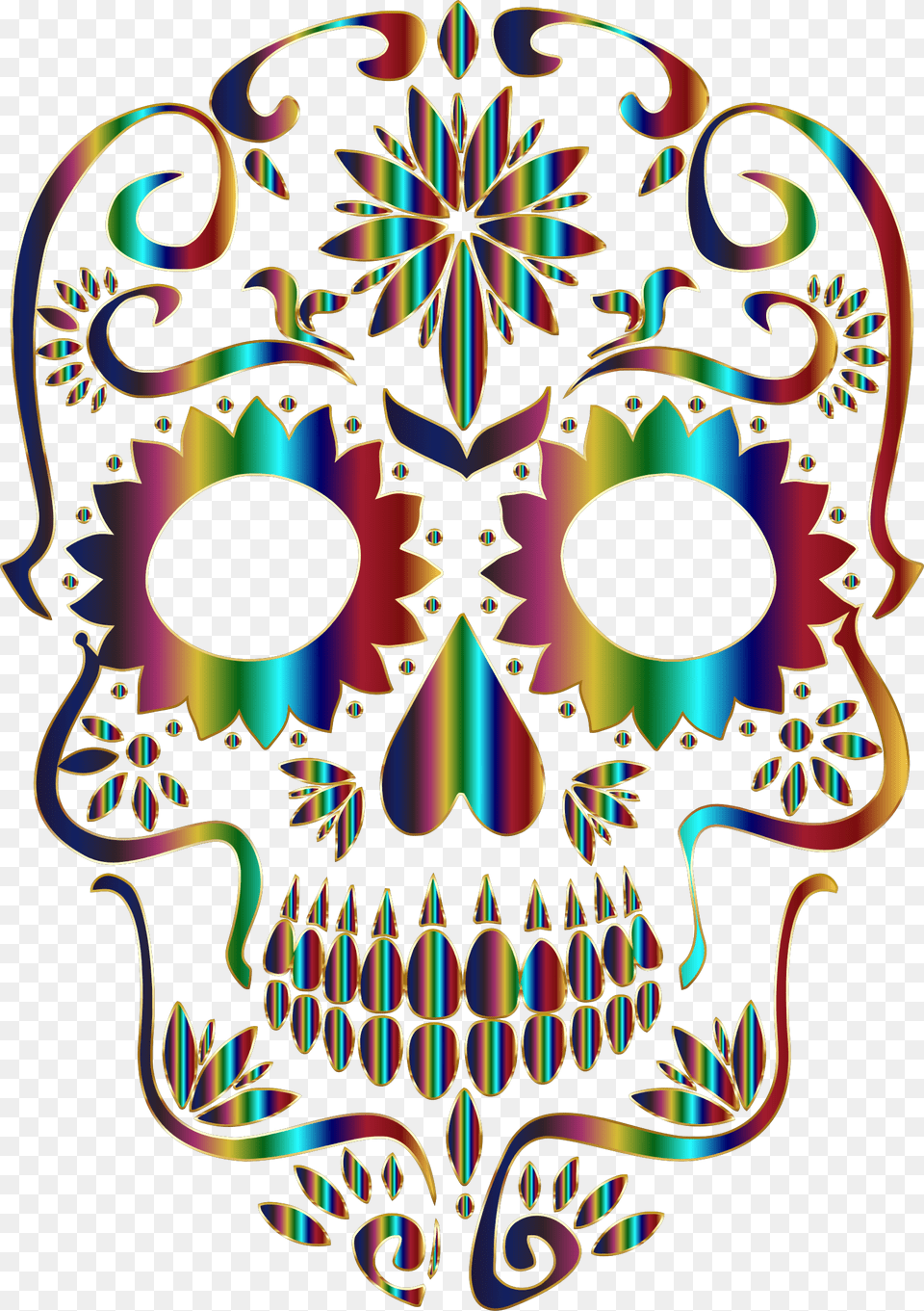 Chromatic Sugar Skull Silhouette 3 No Background Clip Sugar Skull Clipart Transparent Background, Carnival, Crowd, Mardi Gras, Parade Png Image
