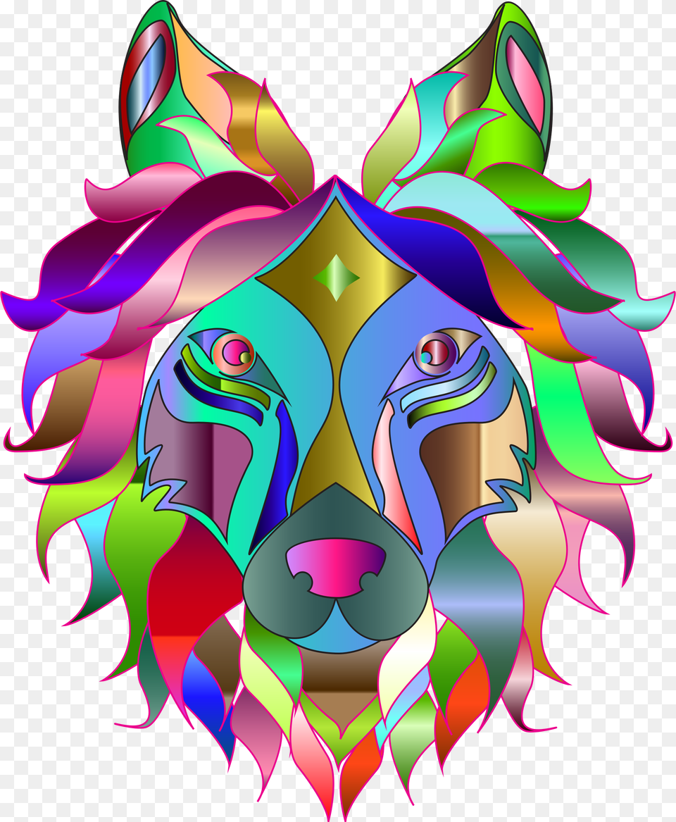 Chromatic Wolf, Graphics, Art, Pattern, Purple Free Png
