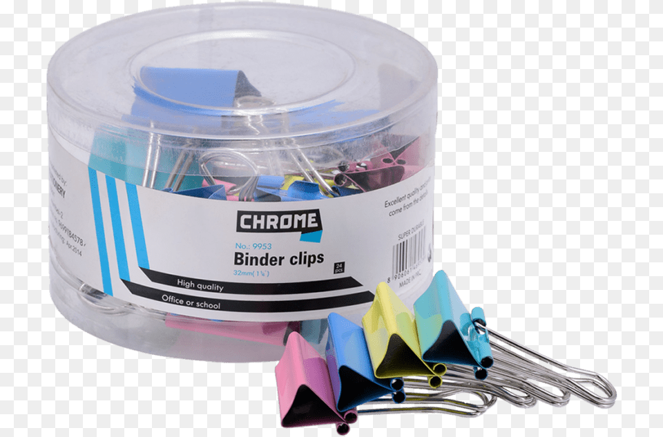 Chrome Binder Clip 32mm 36 Pc Jar Box Of, Tape, Paper Png Image