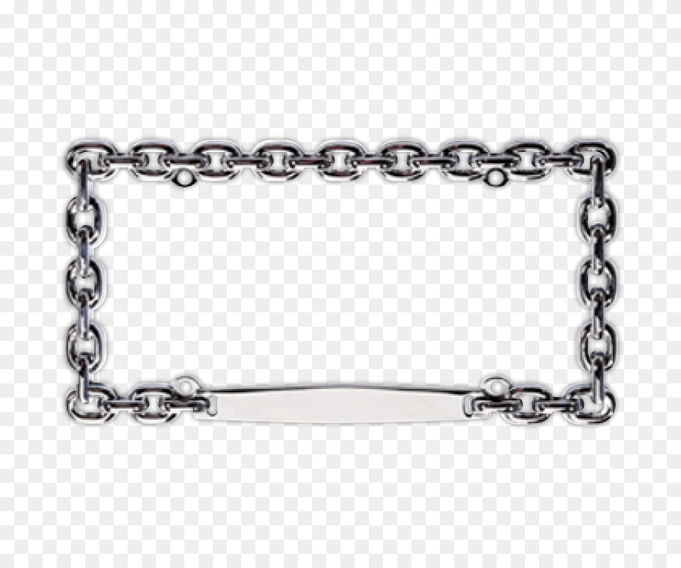Chrome Chain Link License Plate Frame, Accessories, Bracelet, Jewelry Png Image