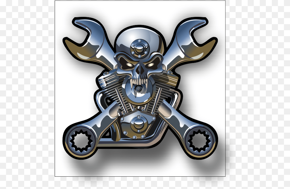 Chrome Motorcycle Engine W Skull Metallic Skulls, Machine, Motor, Appliance, Blow Dryer Free Transparent Png