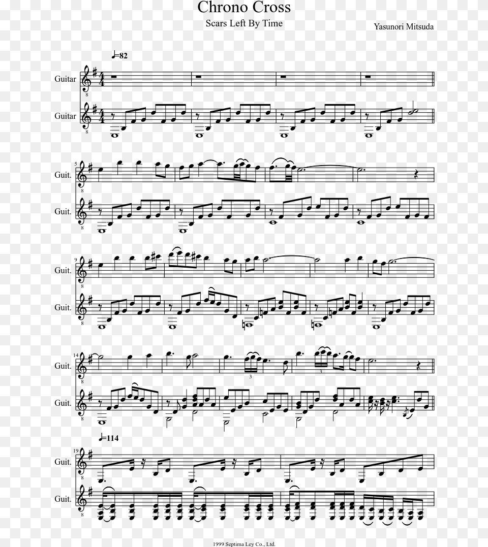 Chrono Cross Scars Of Time Musescore Scars Of Time Piano Sheet Music, Gray Png Image