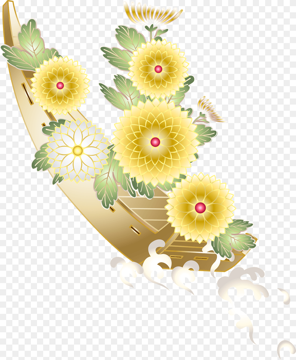 Chrysanthemum Flower Boat Clipart, Art, Floral Design, Graphics, Pattern Png