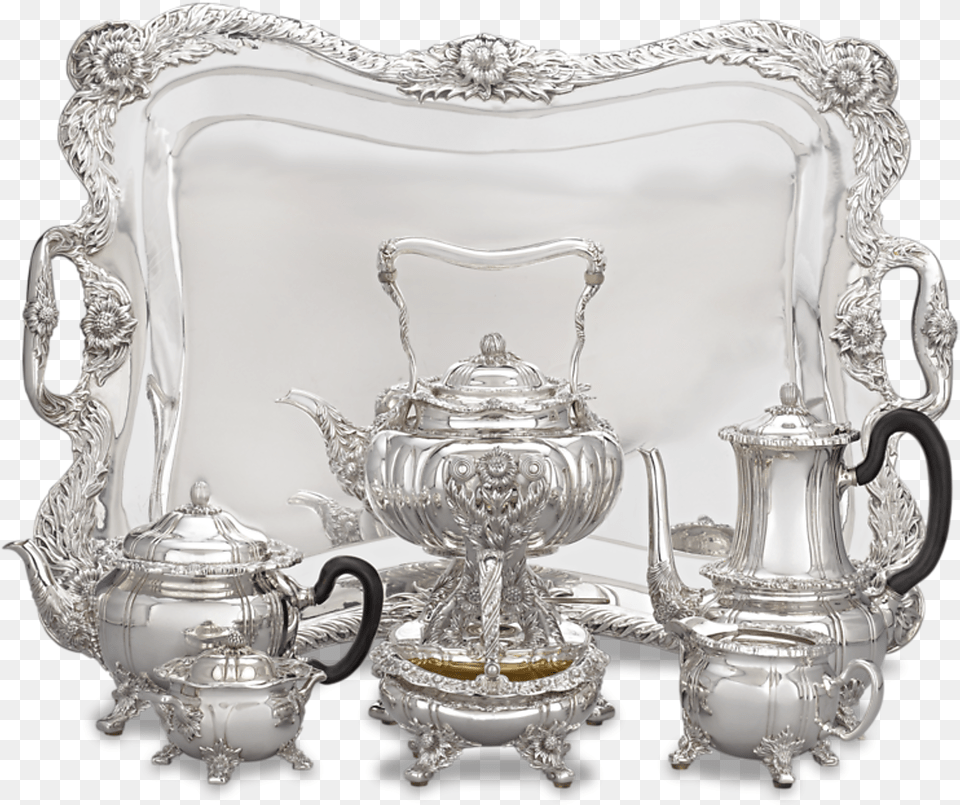 Chrysanthemum Tea And Coffee Service Silver, Art, Porcelain, Pottery, Cookware Free Png