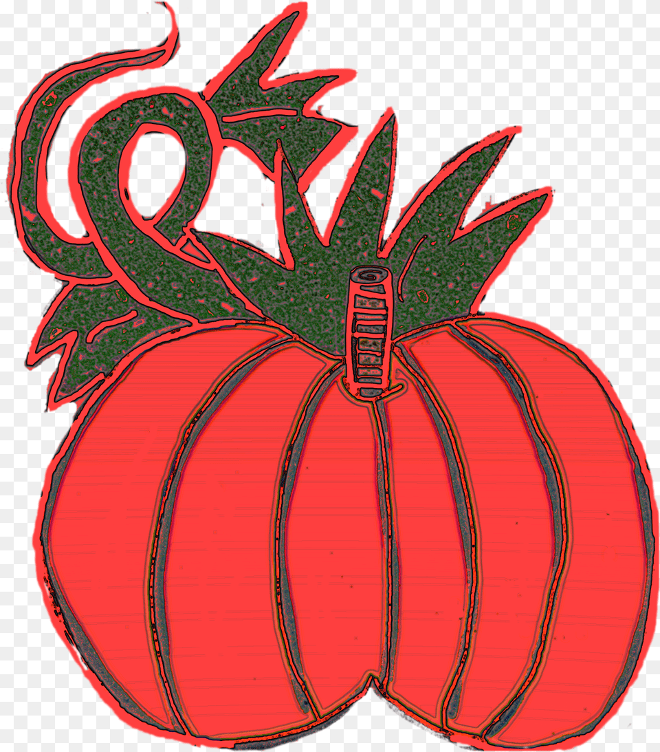 Chubby Pumpkins With Vine To Left And Large Leaf To Illustration, Food, Fruit, Plant, Produce Free Transparent Png