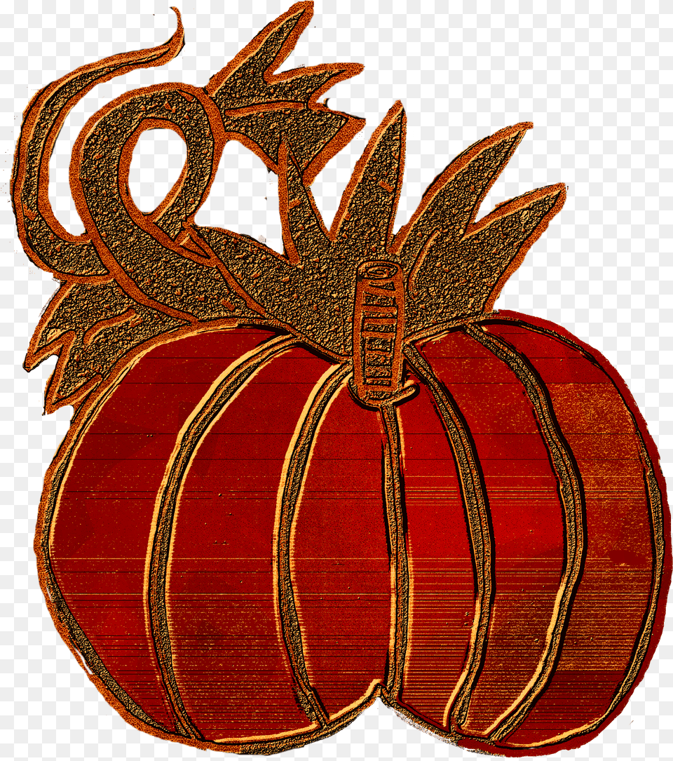 Chubby Pumpkins With Vine To Left And Large Leaf To Illustration, Accessories, Cushion, Home Decor, Jewelry Png Image