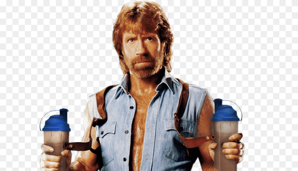 Chuck Chuck Norris Drinking Coffee, Bottle, Body Part, Finger, Hand Free Png Download