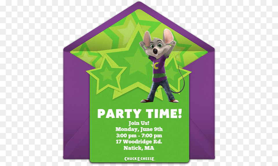 Chuck E Cheese Birthday Star Online Invitation Template Chuck E Cheese Invitations, Advertisement, Poster, Person Free Png