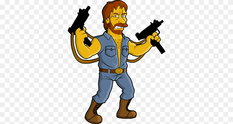 Chuck Norris Cartoons Chuck Norris The Simpsons, Baby, Person, Face, Firearm Free Png