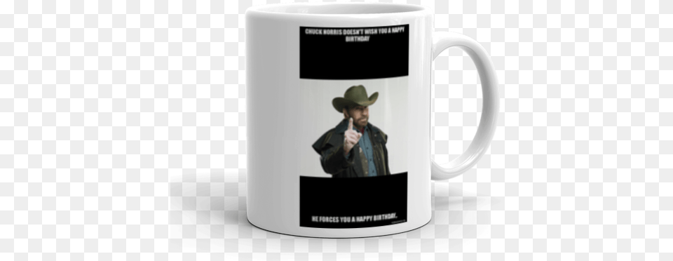 Chuck Norris Doesnu0027t Wish You A Happy Birthday He Forces Chuck Norris 2012, Clothing, Hat, Cup, Man Png