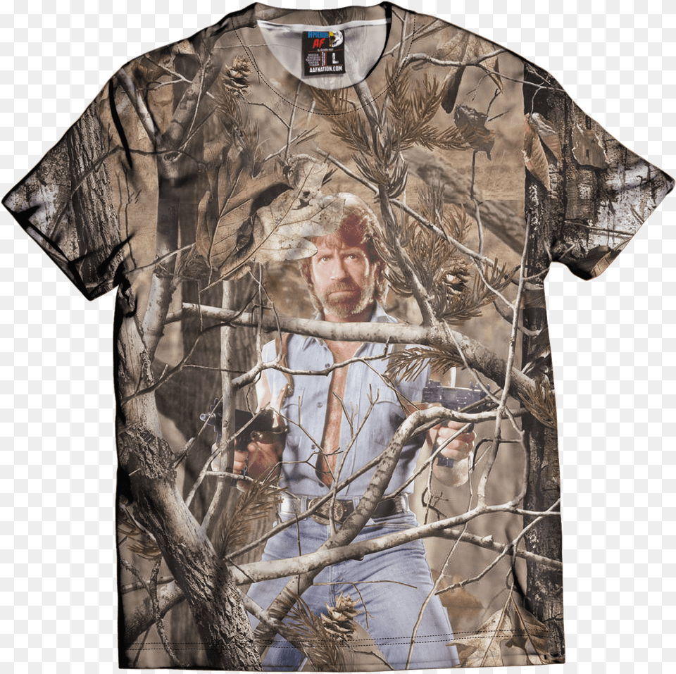 Chuck Norris Realtree Camo Background, Clothing, T-shirt, Adult, Male Png