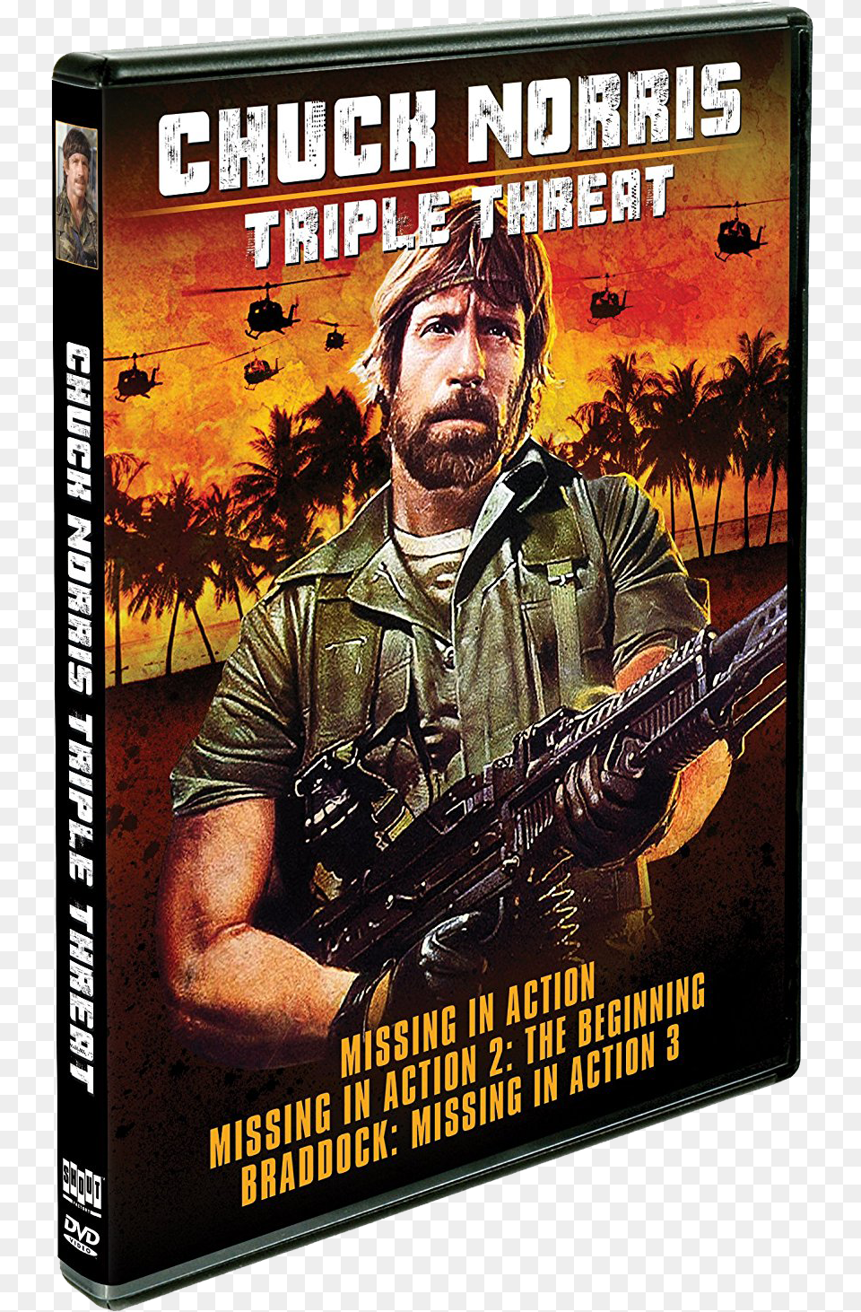 Chuck Norris Shout Factory Chuck Norris Triple Threat Dvd, Advertisement, Poster, Adult, Person Png Image