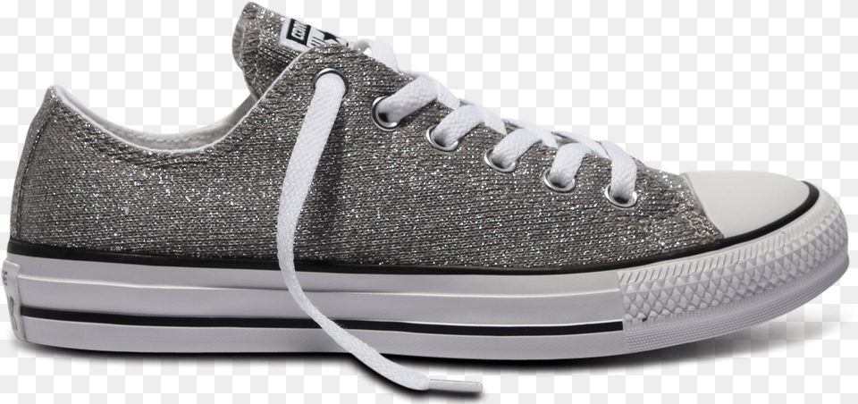 Chuck Taylor All Star Sparkle Knit Low Silver Shoe, Clothing, Footwear, Sneaker, Running Shoe Png Image