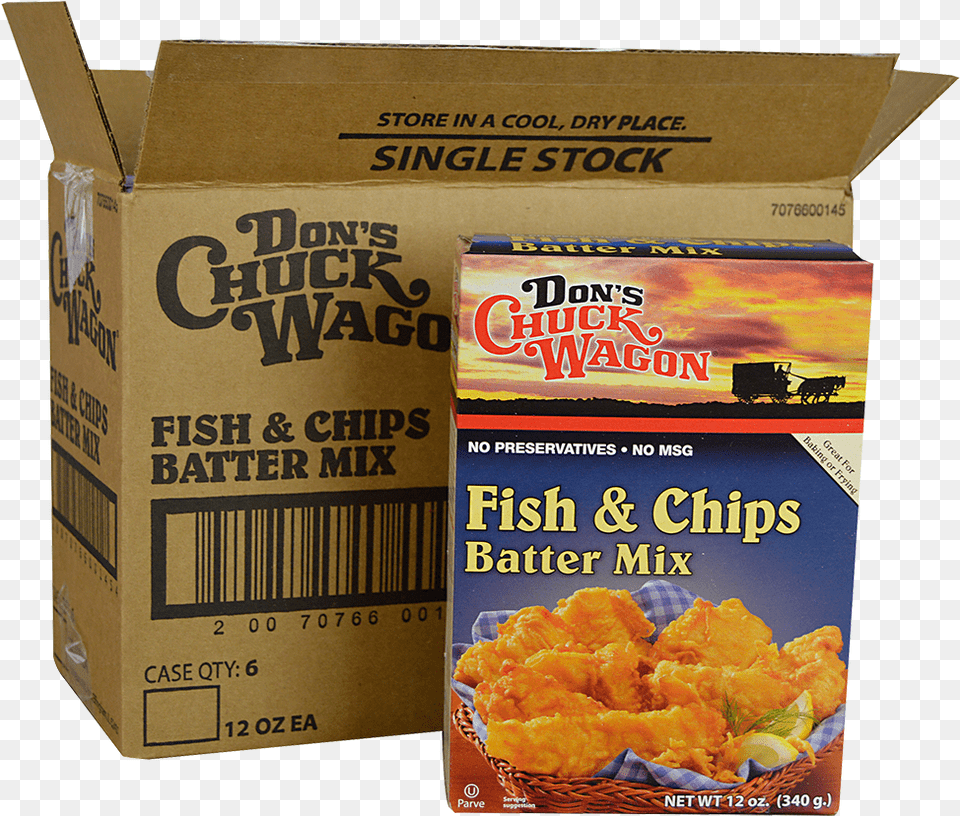 Chuck Wagon Fish Amp Chips Mix Dons Chuck Wagon Batter Mix Fish Amp Chips, Box, Cardboard, Carton, Food Png Image