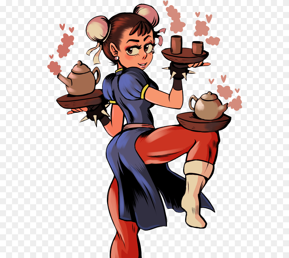 Chun Li And Tea Cartoon, Book, Comics, Publication, Adult Free Png