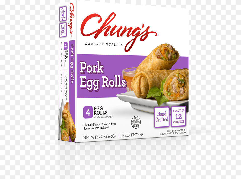 Chungs Pork Egg Rolls, Advertisement, Dessert, Food, Pastry Png Image