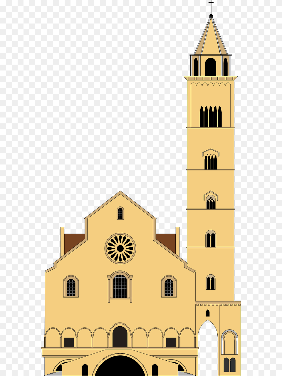 Church Architecture Building Cattedrale Di Trani Disegno, Bell Tower, Cathedral, Tower, Clock Tower Free Png Download