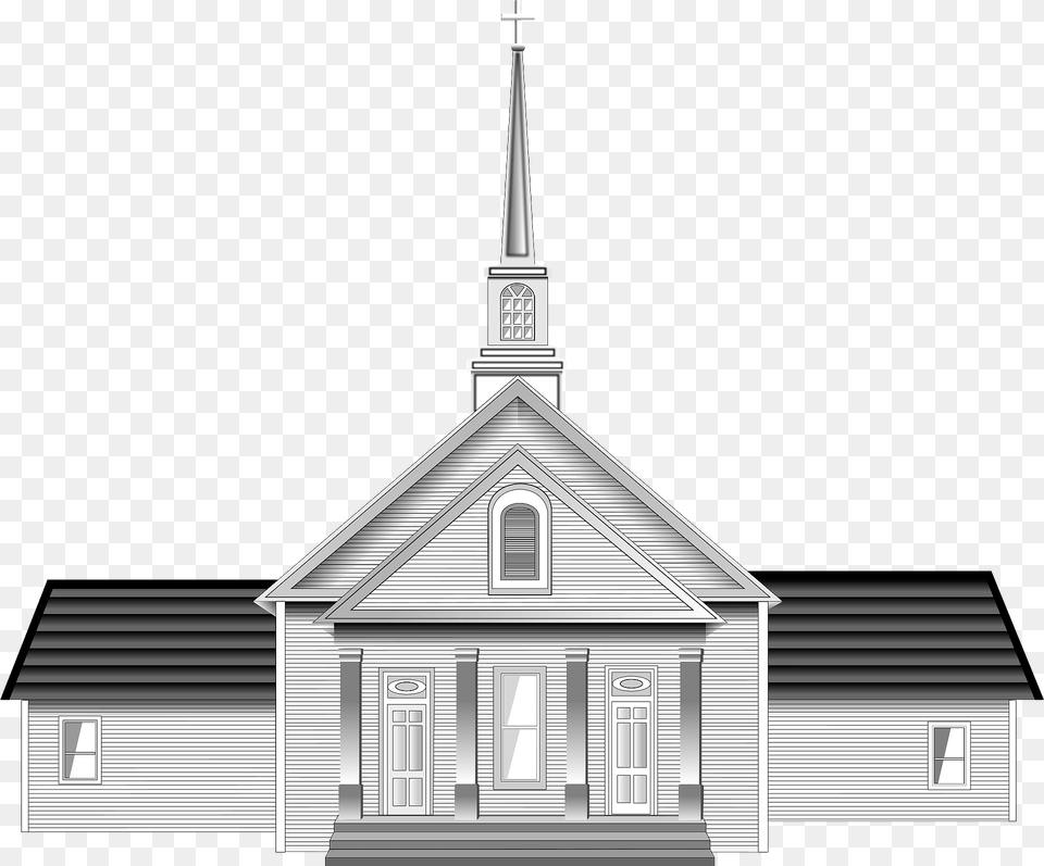 Church Black And White Clipart, Architecture, Building, Spire, Tower Free Png