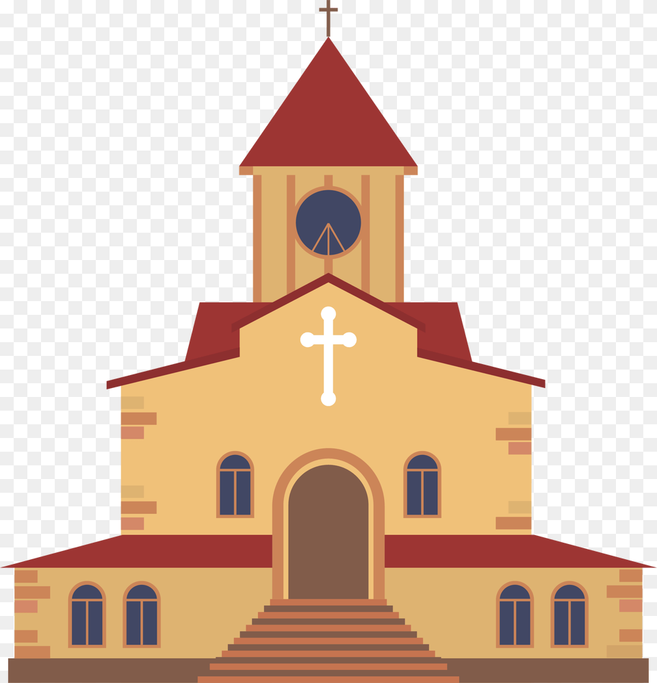 Church Building Church Cartoon, Architecture, Clock Tower, Cathedral, Tower Png Image