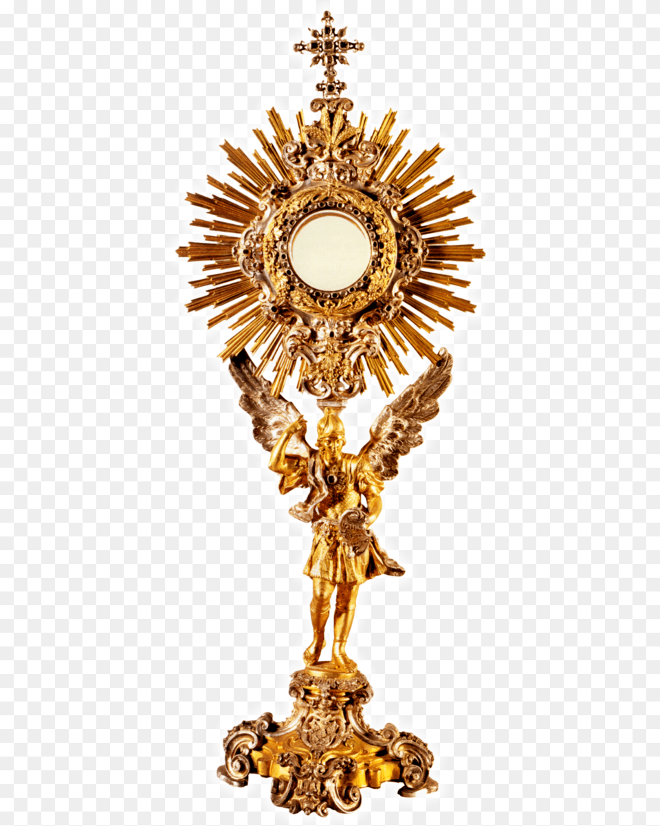 Church Catholic Adoration Eucharistic Christi Eucharist Clipart Monstrance Catholic, Cross, Symbol, Gold, Bronze Free Png