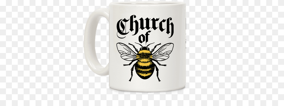 Church Of Bee Coffee Mug Happy Bee Day Honey Bumble Bee Coffee Mug Adorable, Cup, Animal, Insect, Invertebrate Png Image