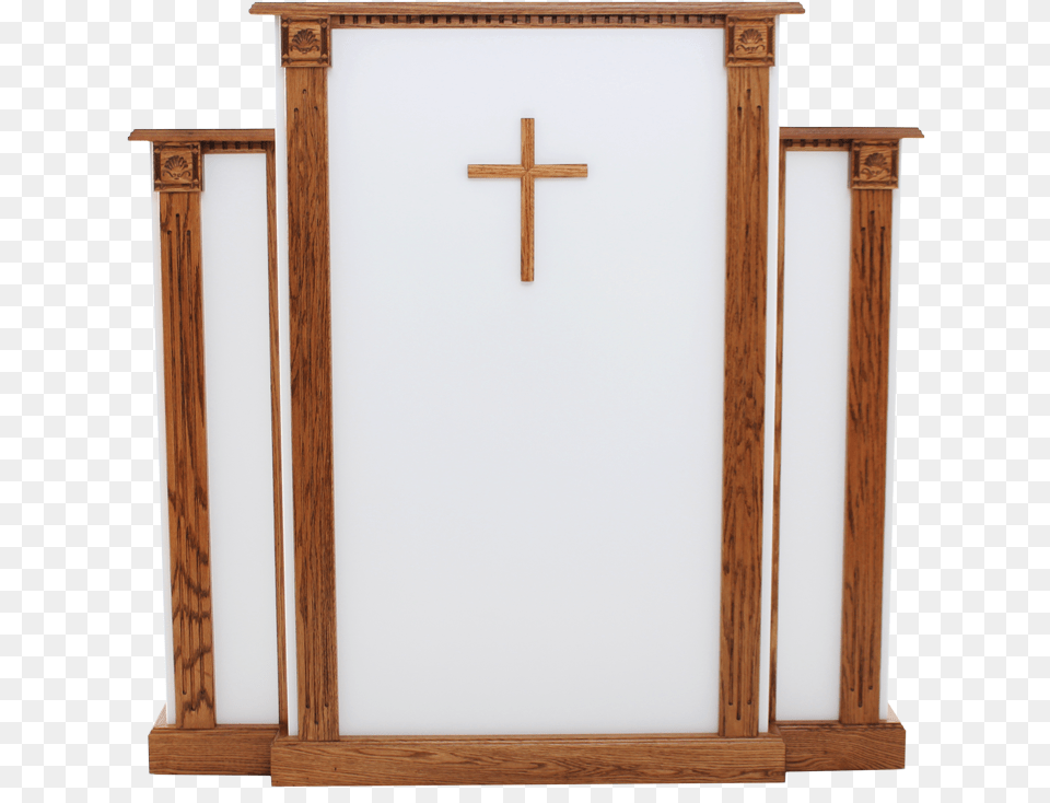 Church Wood Pulpit White Wcross Fluting Amp Scrollwork Church Table, Altar, Architecture, Building, Cross Free Png