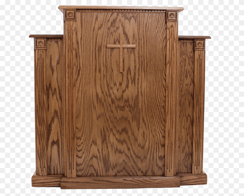 Church Wood Pulpit With Cross Fluting And Scrollwork Pulpit, Furniture, Cupboard, Closet, Cabinet Png Image