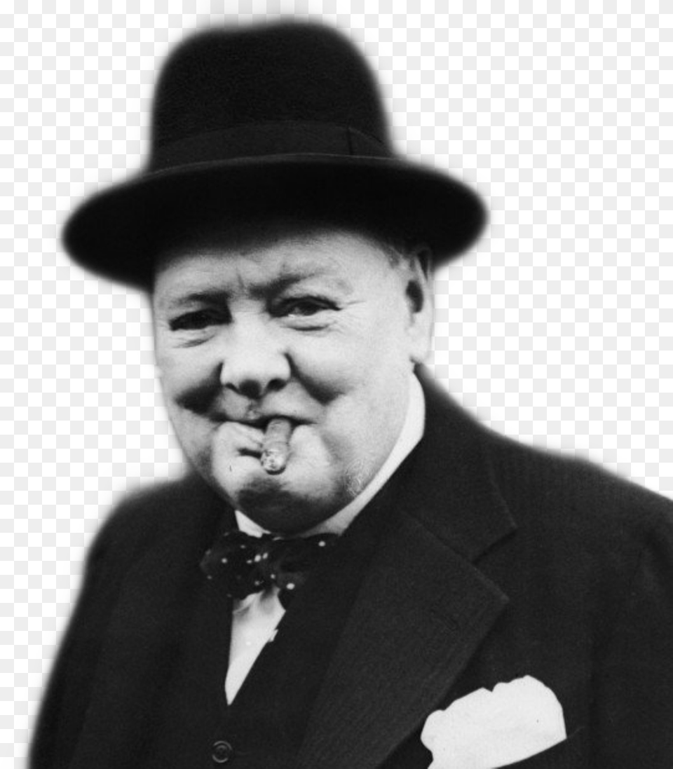 Churchill Smoking A Cigar, Male, Portrait, Photography, Person Png Image