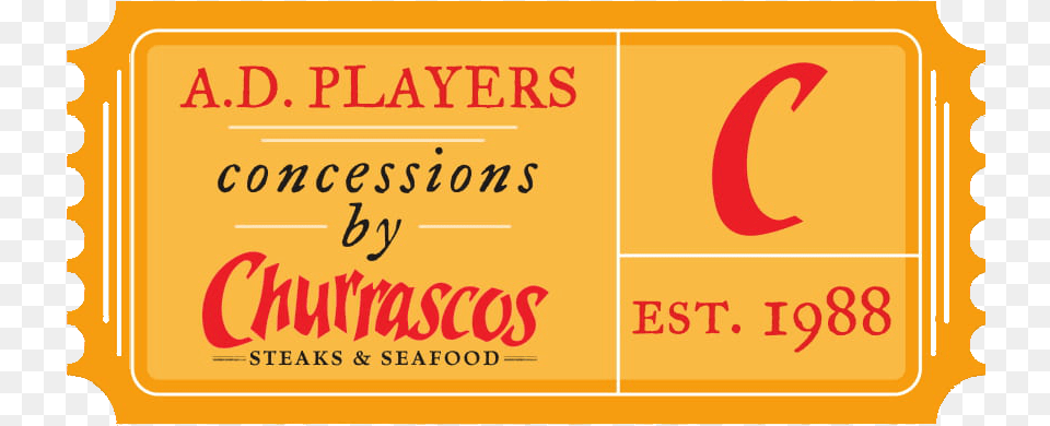 Churrascos Adplayers Concession Ticket, Paper, Text Free Png Download