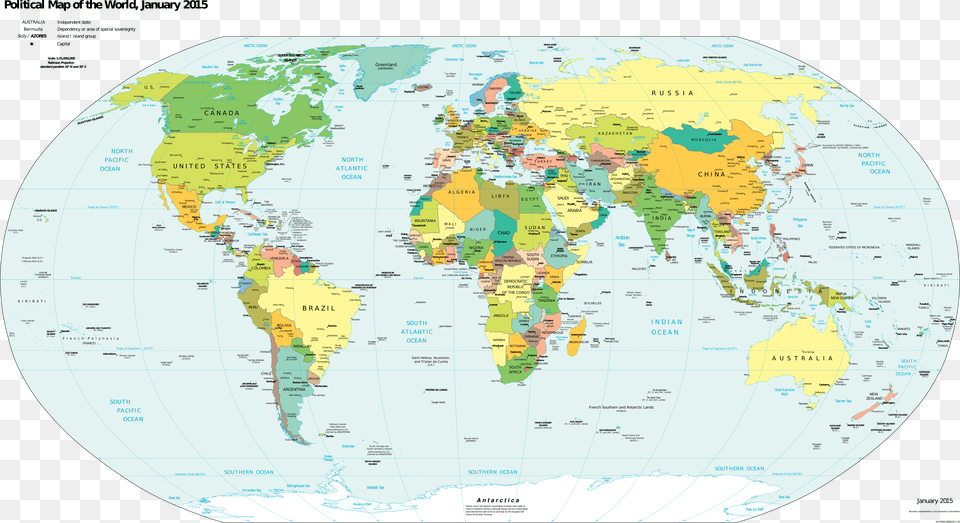 Cia Worldfactbook Political World World Map 2019 Countries, Chart, Plot, Atlas, Diagram Png Image