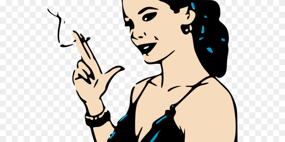 Cigarette Clipart Retro Women Smoking Cigarettes Clipart, Hand, Body Part, Person, Finger Png Image