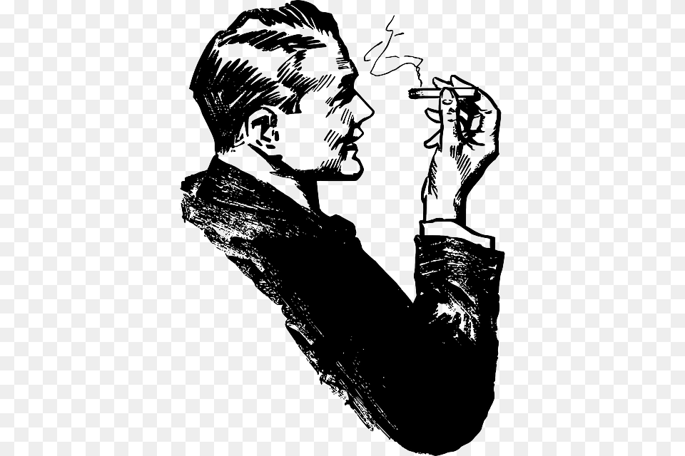 Cigarette Happy Man Smoker Smoke Person Face Ill Huff And I Ll Puff, Stencil, Adult, Male, Head Free Transparent Png