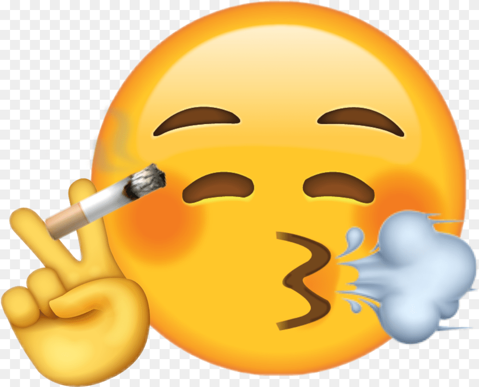 Cigarette Smoking Emoji Yellow Smoke Smoking Cigarette Emoji, Face, Head, Person, Clothing Png Image