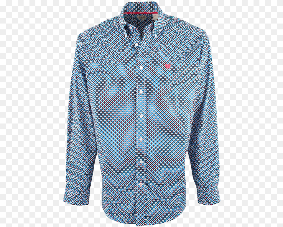 Cinch Royal Blue Pyramid Print Plain Weave Shirt, Clothing, Coat, Dress Shirt, Long Sleeve Png