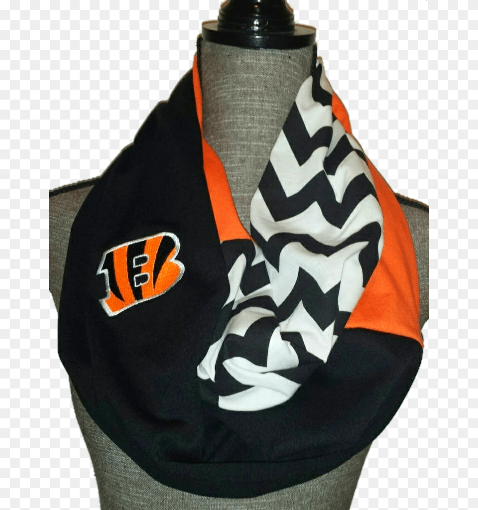 Cincinnati Bengals Infinity Scarf With Embroidered Cincinnati Bengals, Clothing, Stole, Adult, Male Free Png