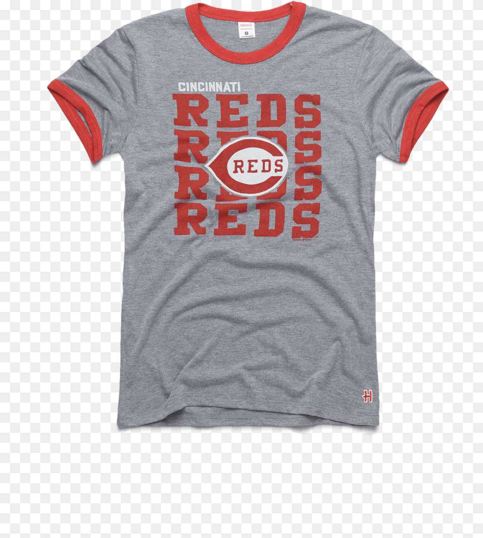 Cincinnati Reds Repeat Ringer Grey Ringer T Shirt, Clothing, T-shirt Png Image